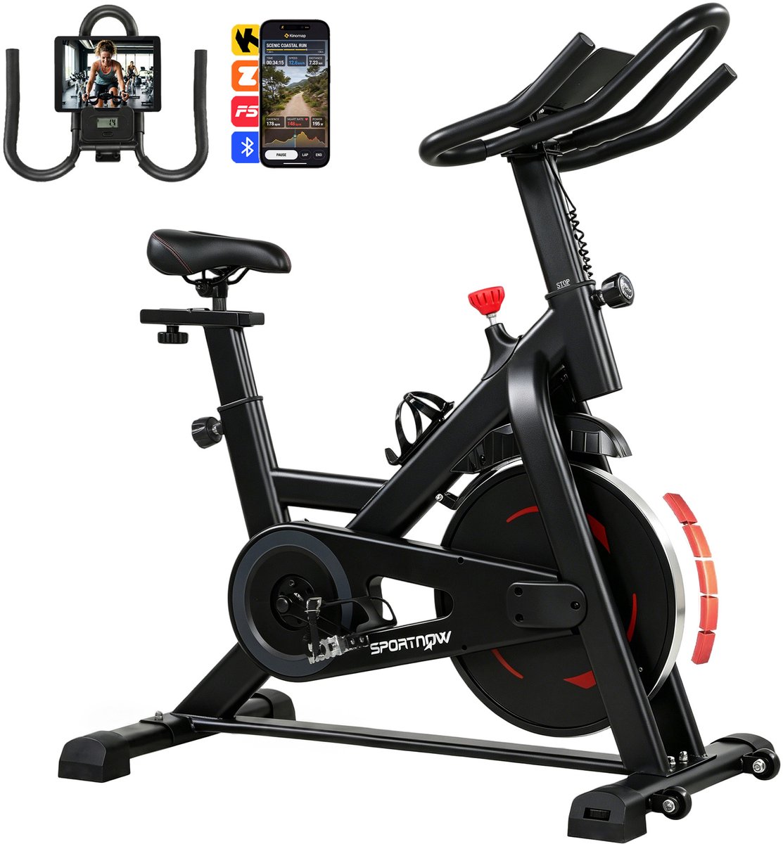 SPORTNOW Hometrainer - Staal - 111,5 x 52,5 x 114,5 cm - Zwart