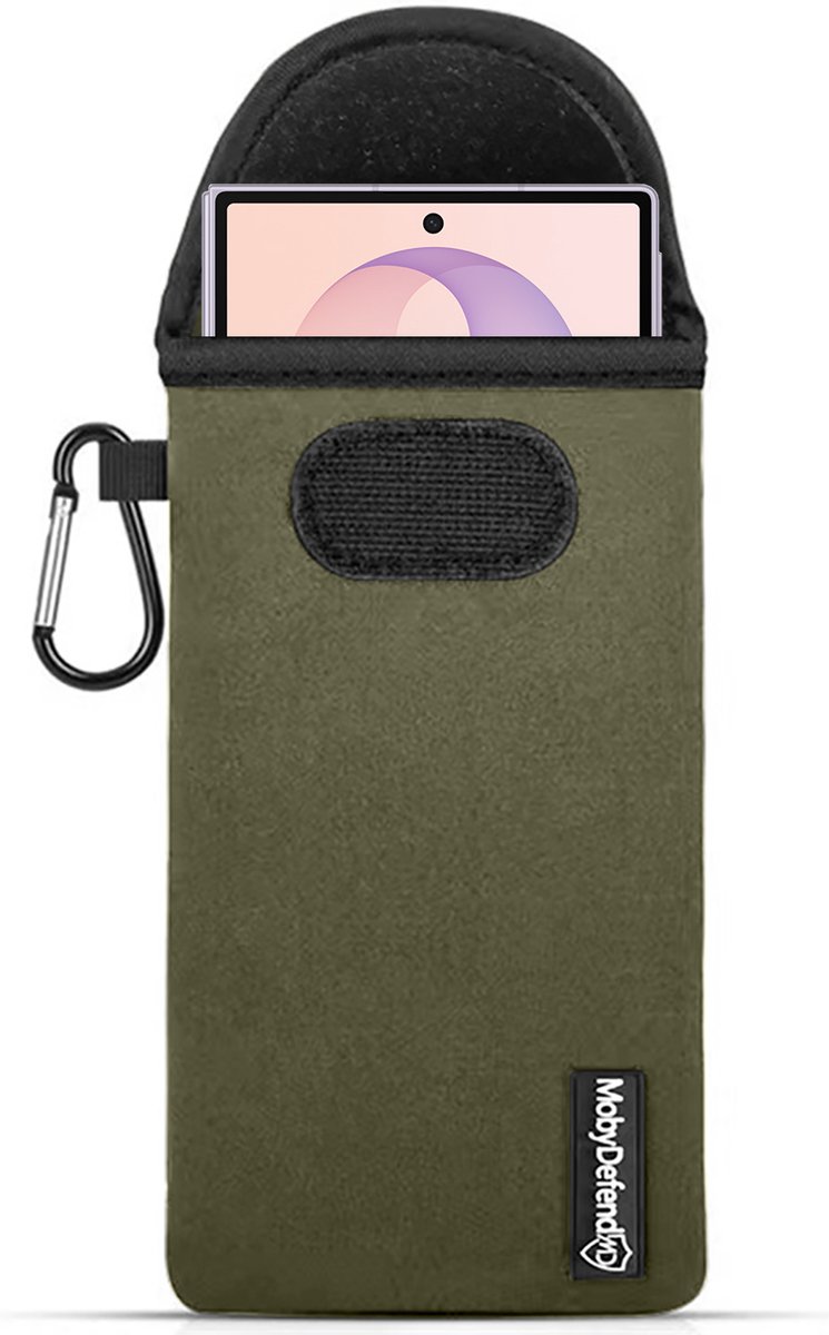 MobyDefend Hoesje - Geschikt voor Samsung Galaxy Z Fold 8 - Neopreen Pouch Met Karabijnhaak - Insteek - Riemlus - Groen