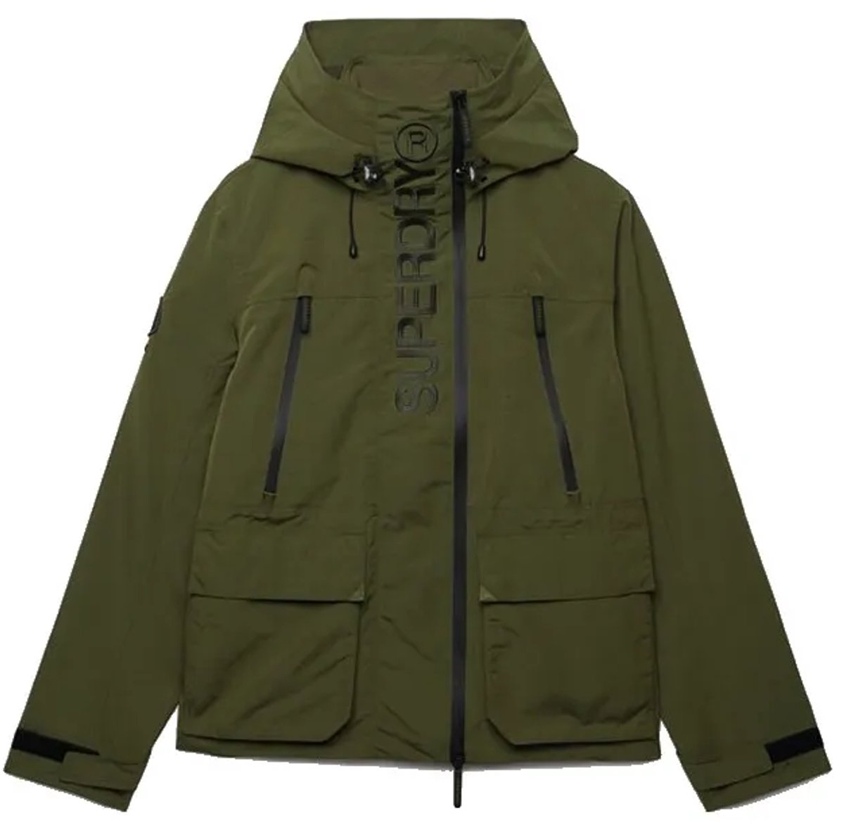 Superdry Ultimate Geborduurd Windbreaker Jack met Capuchon Heren Khaki