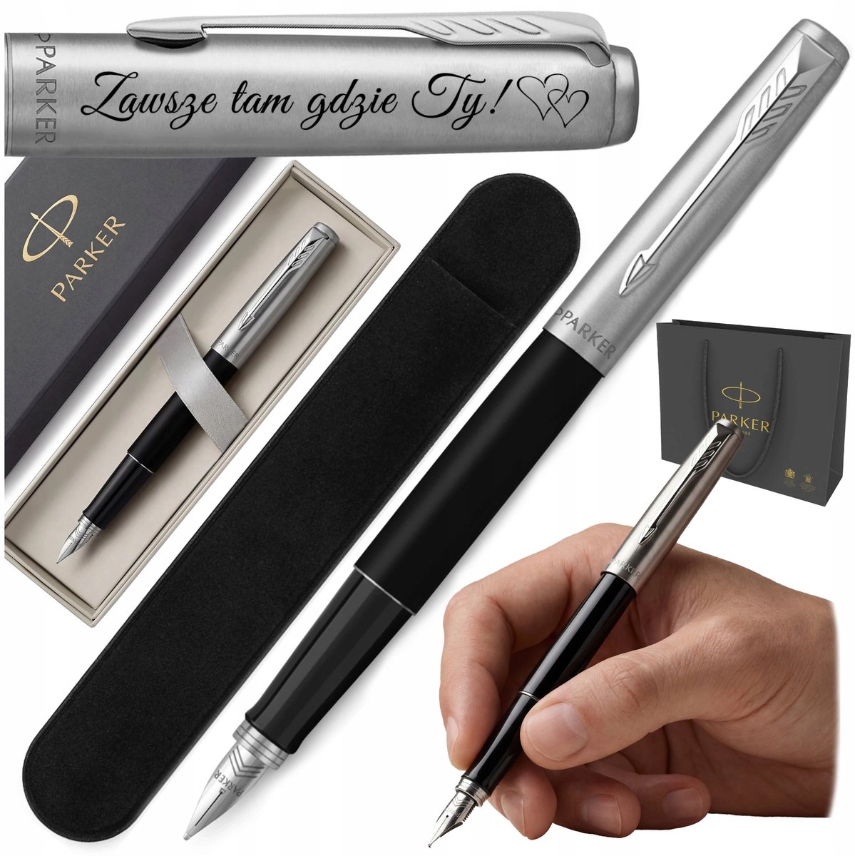 Parker Jotter Vulpen Zwart met Gravure - Luxe Geschenkset