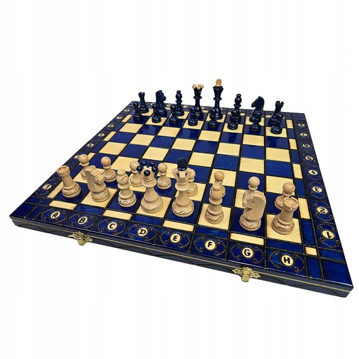 Houten Schaken Senator Blauw 42x42 cm - Elegant & Decoratief