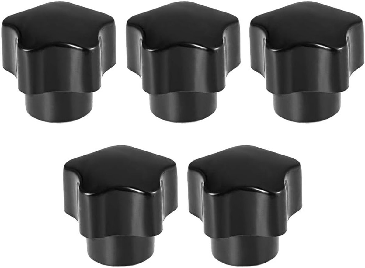 Map knop ster handvat diameter M8 inleg messing draad dames zwart set 5 M5 x 25mm