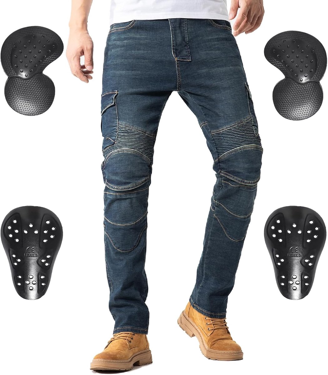 Morradhose Heren Motorbroek Motorbroek Motorbroek Jeans Jeans Gepantserd met CE Bepantsering