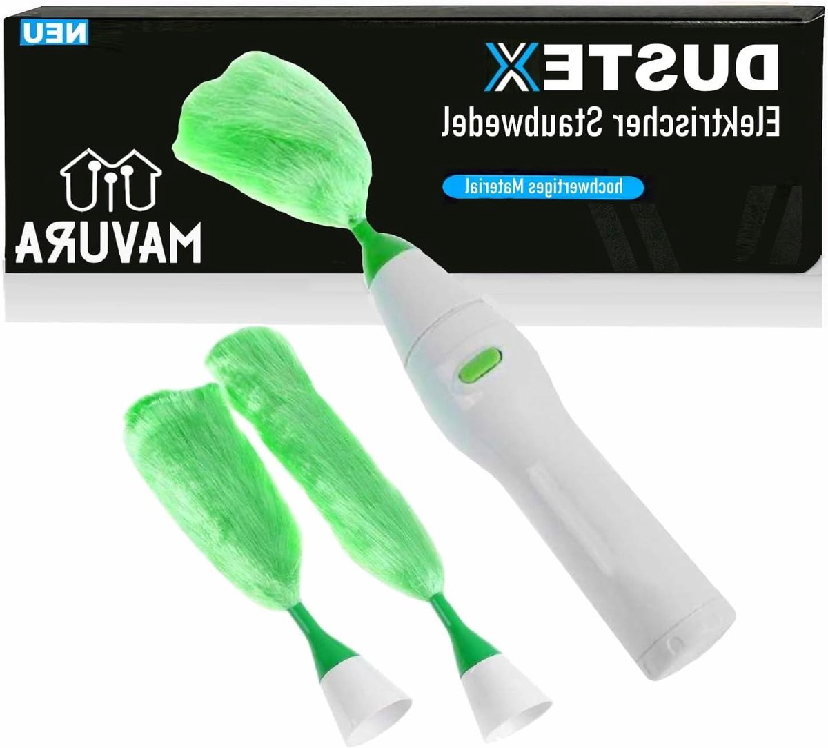 Elektrische Staubwedel - Stofwisser - Stofvrij Maken - Draaiende Borstels - 3 Opzetstukken - Wit