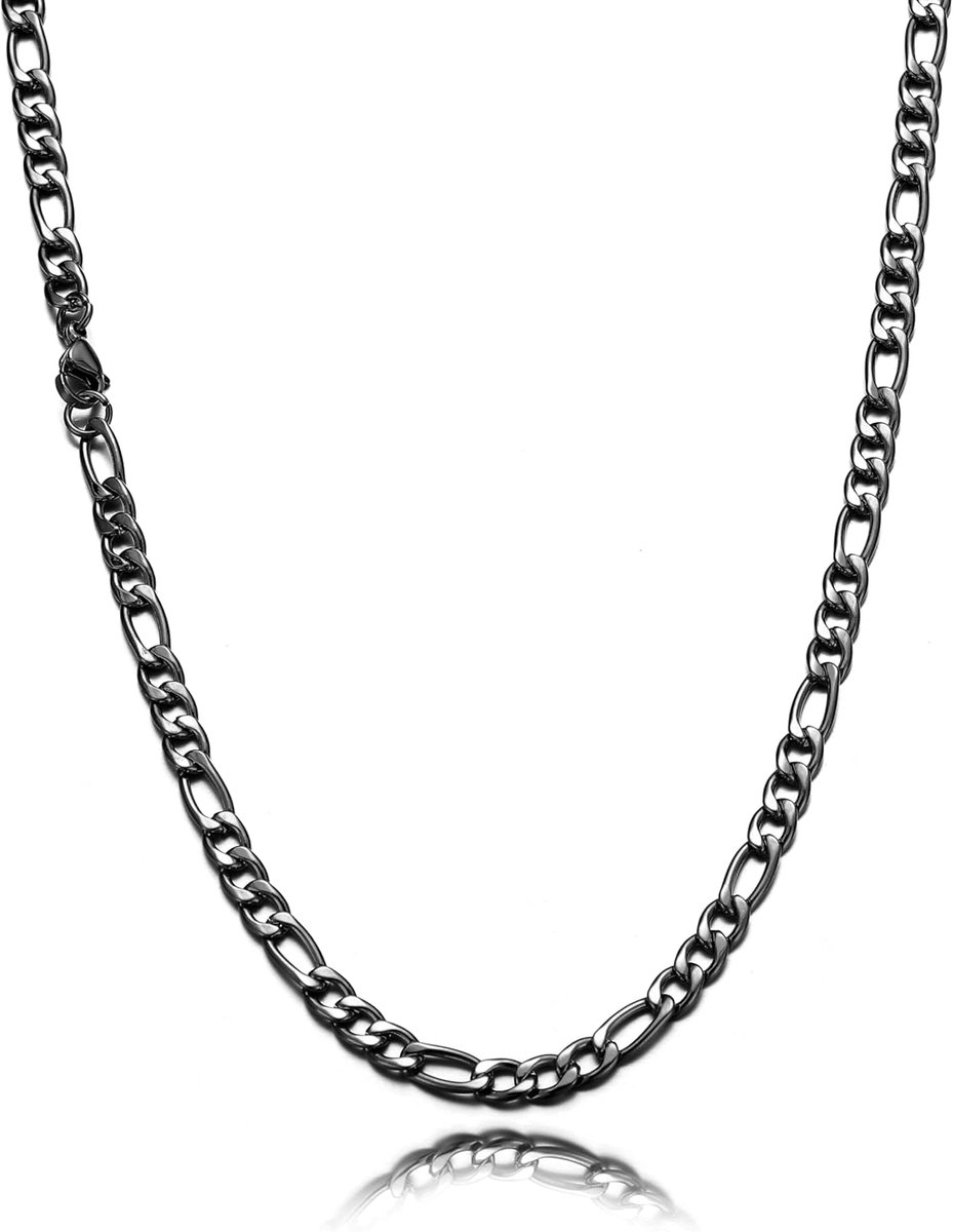 Halsketting voor heren, roestvrij staal, zilver/zwart, gouden ketting, 35 - 66 cm, Cubaanse ketting, 5/7/9 mm, Cubaanse halskettingen voor heren en dames, tienersieraden, cadeau