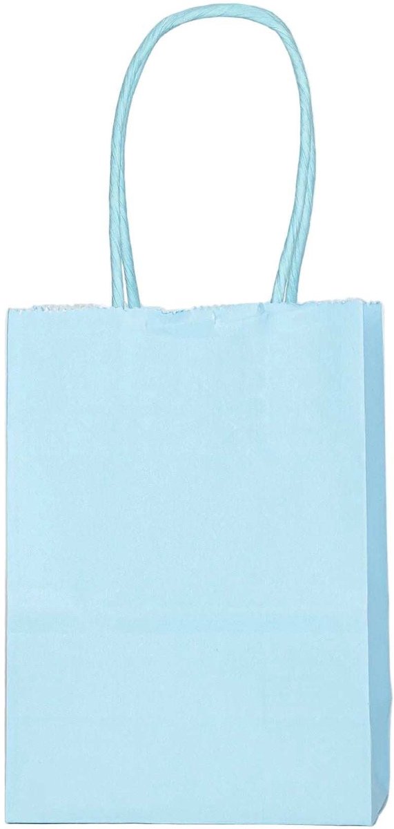 Papieren Draagtas - 60 Stuks -light blue- 11x15x6cm - Papieren Tasjes - Kraft Tas - Tassen - Cadeau Tas - Hoogwaardig Kraft Papier - Eco-vriendelijk - Ideaal voor Geschenken - Lasentopack