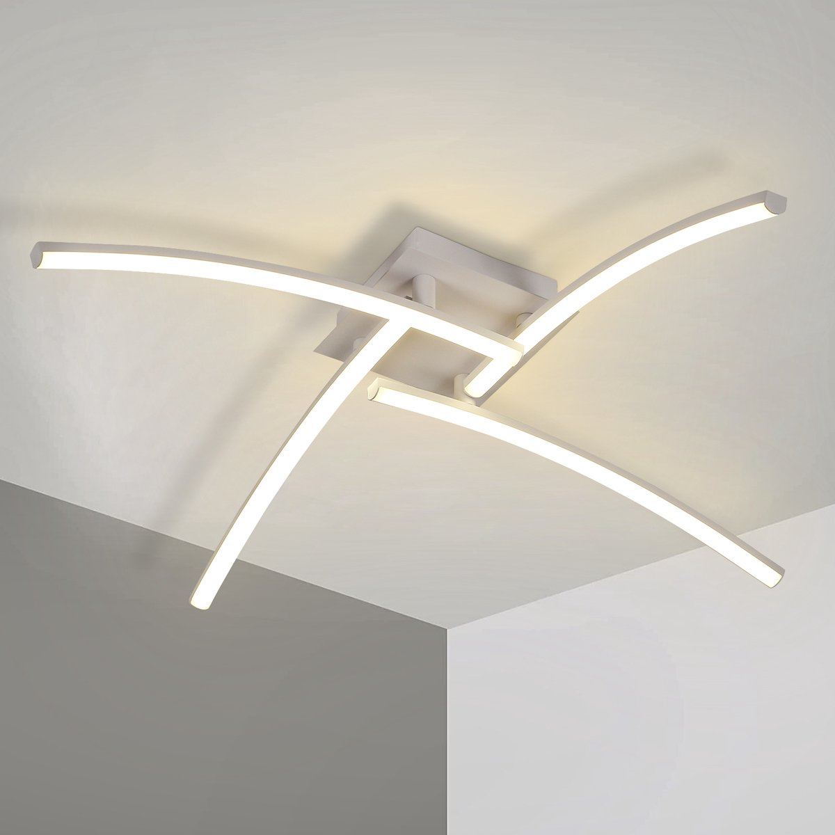 Riserva LED Plafondlamp Wit - 24W - 4000K Neutraal Wit - Moderne 4-Lijns Plafondlamp voor Woonkamer, Slaapkamer, Keuken en Eetkamer