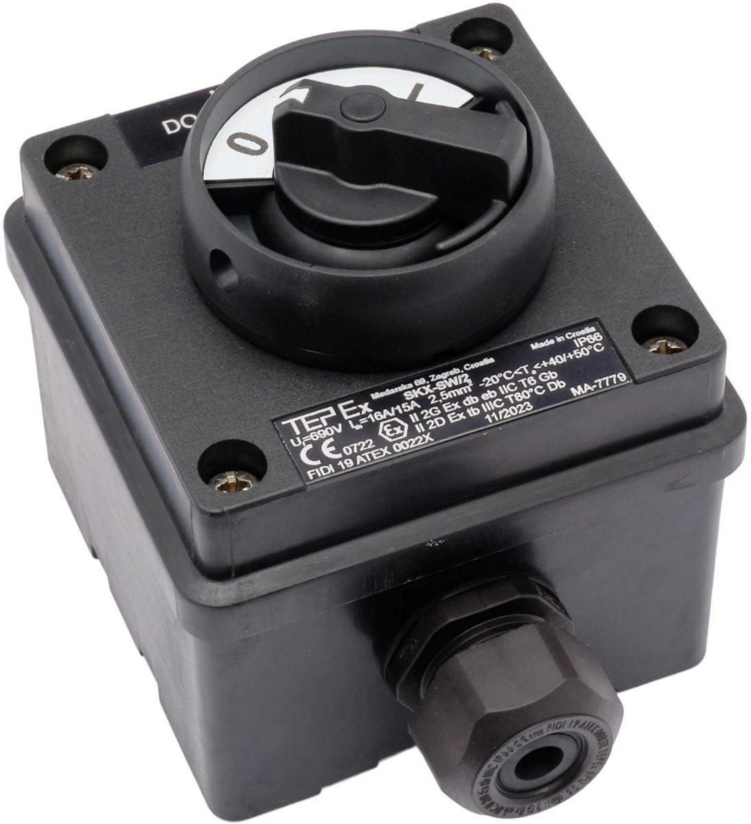 TEPEx ATEX installatieschakelaar Zone 1/21 Aan/Uit 16A 2-polig opbouw IP66 (SKx SW /2)