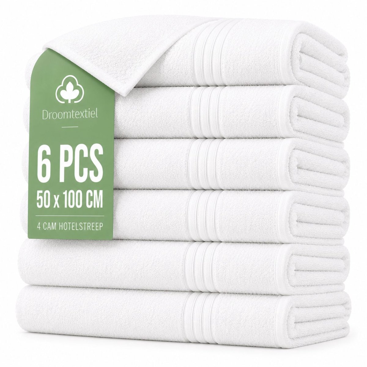 Droomtextiel Handdoeken - 50 x 100 cm - set van 6 - Hotelkwaliteit – Zware kwaliteit 550 g/m2 - Zacht & Absorberend - Wit