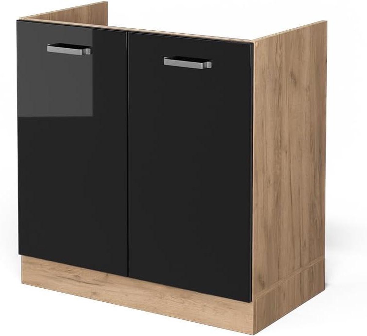 Wastafelkast - Keukenonderkast - Keuken Organiseren - Modulair Ontwerp - 80 cm - Zwart Hoogglans