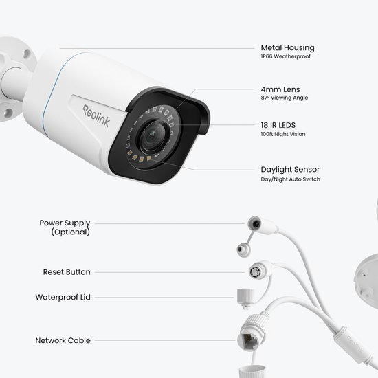 Reolink 4K Ultra HD PoE Beveiligingscamera voor buiten met Nachtzicht, 256 GB MicroSD Kaart Capaciteit, Slimme Waarschuwingen, Audio-opname 810A van Reolink — afbeelding 5