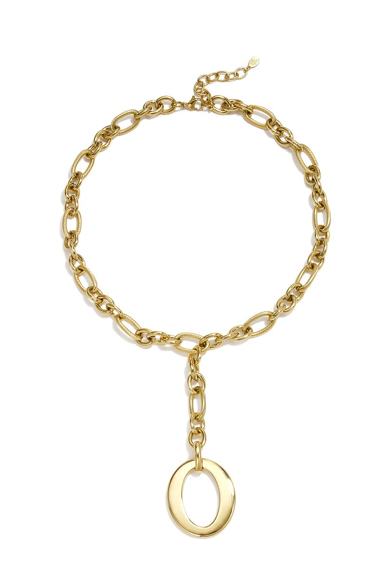 Geometrische RVS Schakelketting met Tijdloze Cirkelhanger – Daily Simple - Goud