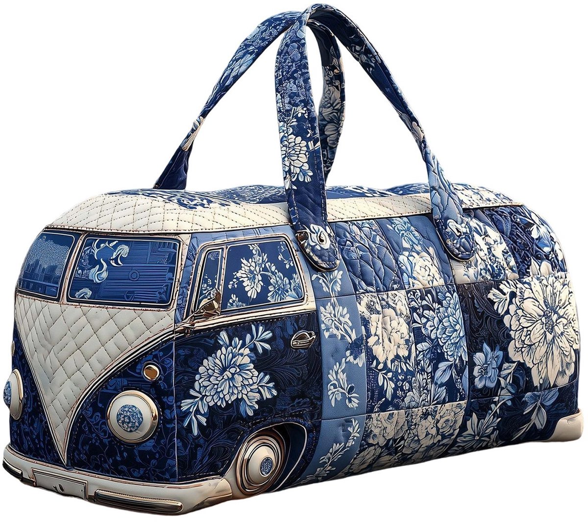 Textielen tas, retro bloemenprint in 3D-stijl, boho-stijl voor reizen en sport, meerkleurig, groot (18 x 9 x 9 inch)，6 modellen