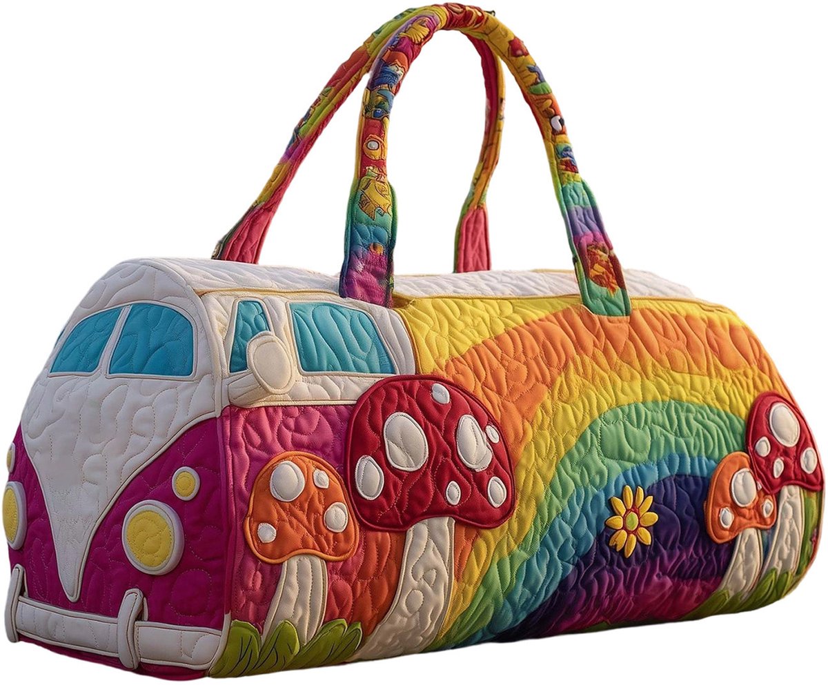 Textielen tas, retro bloemenprint in 3D-stijl, boho-stijl voor reizen en sport, meerkleurig, groot (18 x 9 x 9 inch)，9 modellen