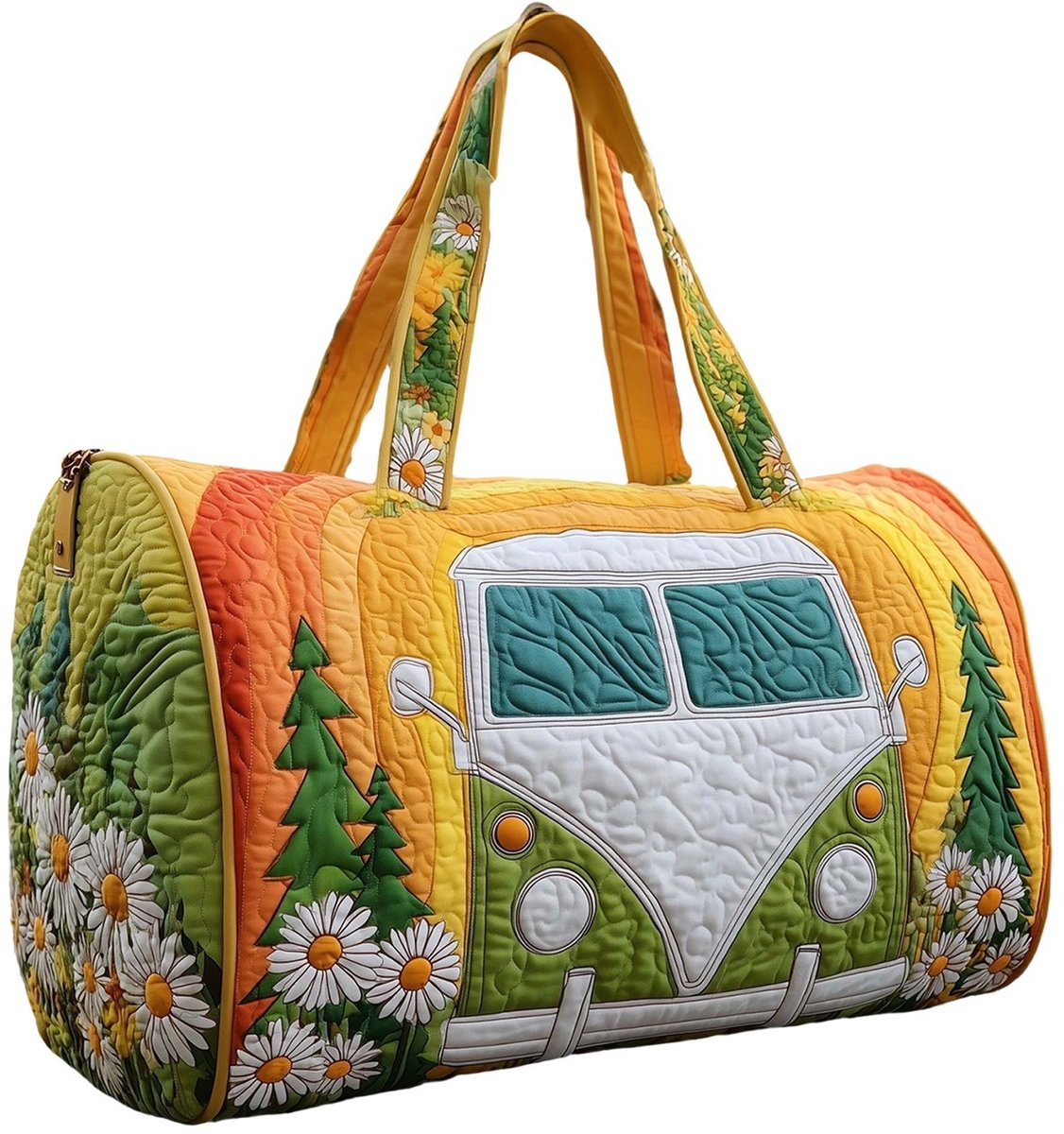 Textielen tas, retro bloemenprint in 3D-stijl, boho-stijl voor reizen en sport, meerkleurig, groot (18 x 9 x 9 inch)，12 modellen