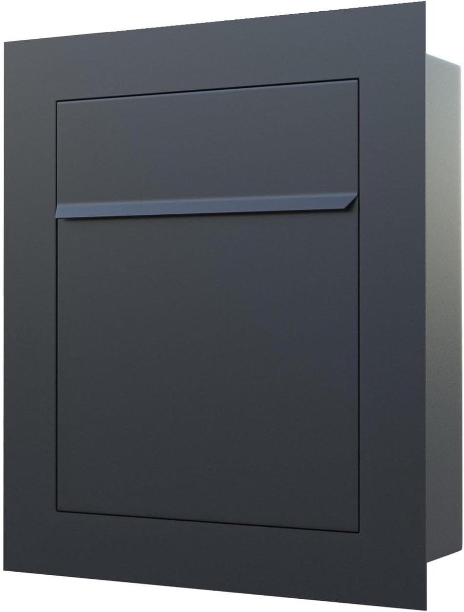 Inbouwbrievenbus - Brievenbus Inbouw - Post Ontvangen - Vlakke Inbouw - 40x46x15.5 cm - Zwart