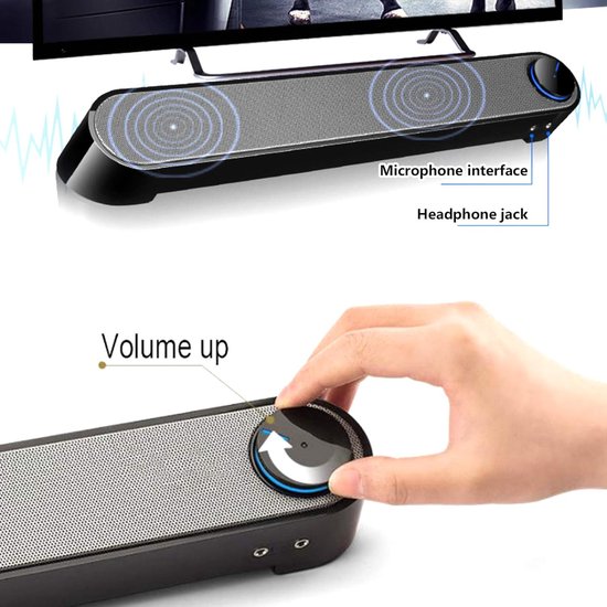 Draadloze Soundbar - Mini Luidspreker - Muziek Streamen - 3D Surround Geluid - 2.0 Kanalen - Zwart — afbeelding 3