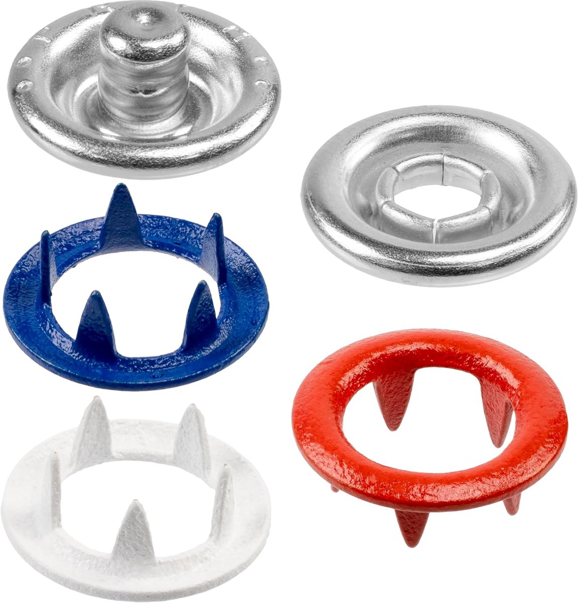 Knopen Ø9 mm met 5 klauwen van metaal/kleur zilver/baksteenrood/wit/blauw