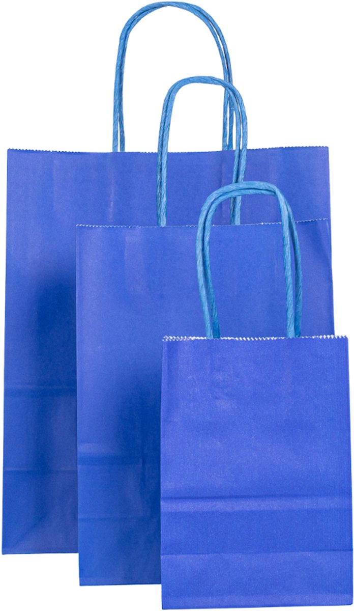 Papieren Draagtas - 60 Stuks -Royal Blue- 11x15x6cm - Papieren Tasjes - Kraft Tas - Tassen - Cadeau Tas - Hoogwaardig Kraft Papier - Eco-vriendelijk - Ideaal voor Geschenken - Lasentopack