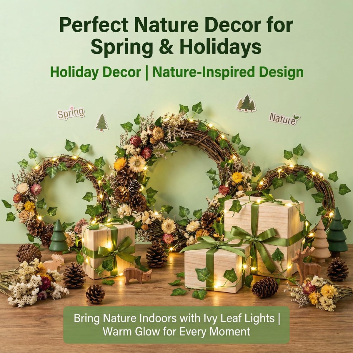 LED Lichtslinger 2M - Kunstklimop met 20 LED-lampen - Groene Blad Klimopslinger - Perfect voor sfeervolle decoratie - SnelShoppen