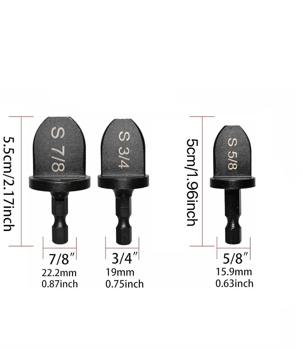 3 delige Koperen Buisexpander Set – Optromp bit set voor Airconditioning Installatie – Zeshoekige Handgreep – Ø 5/8", 3/4", 7/8" – Voor Boormachine