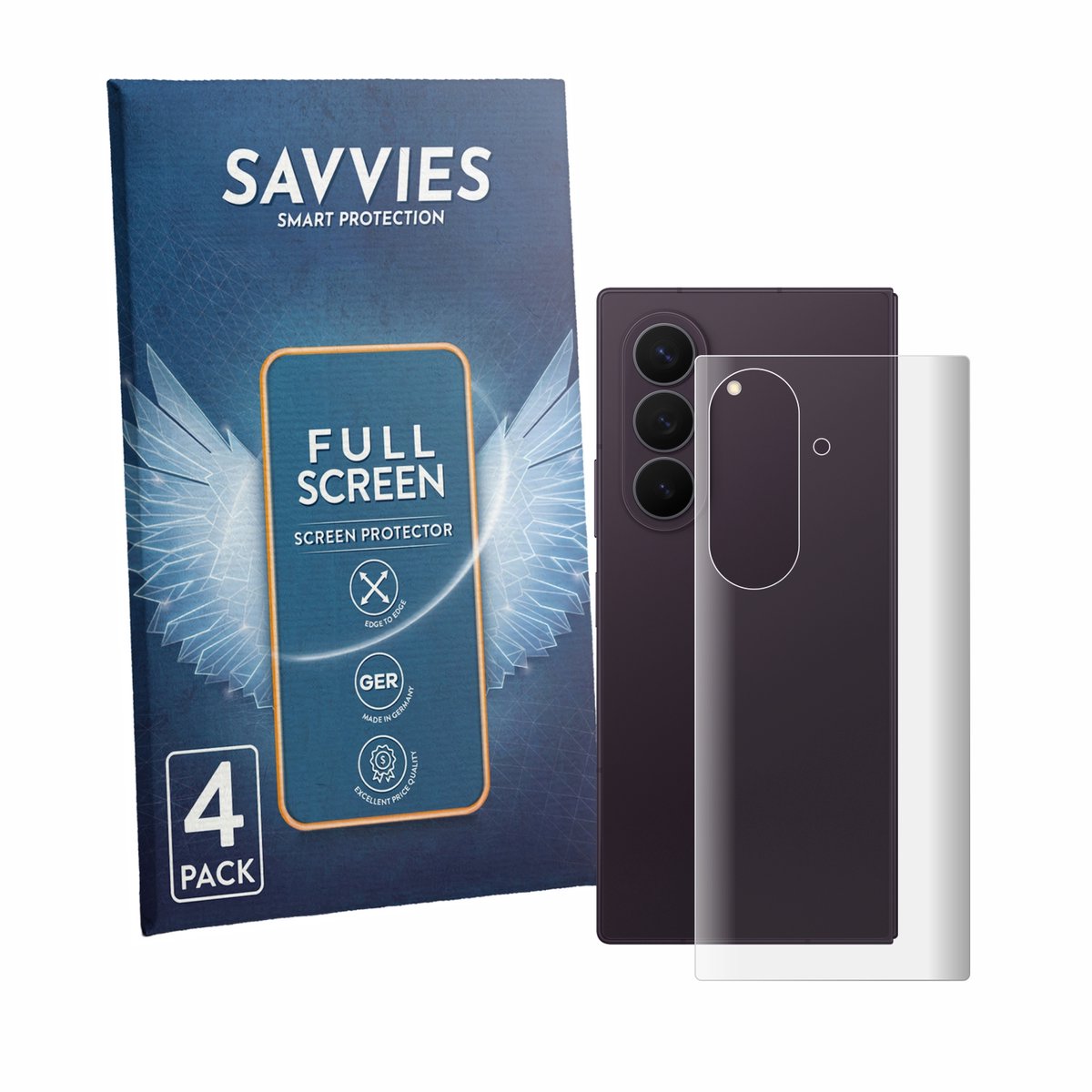 Savvies - Screenprotector voor Samsung Galaxy Z Fold 8 Ultra (Achterkant) - Folie Beschermfolie transparant volledig dekking 4 Stuks