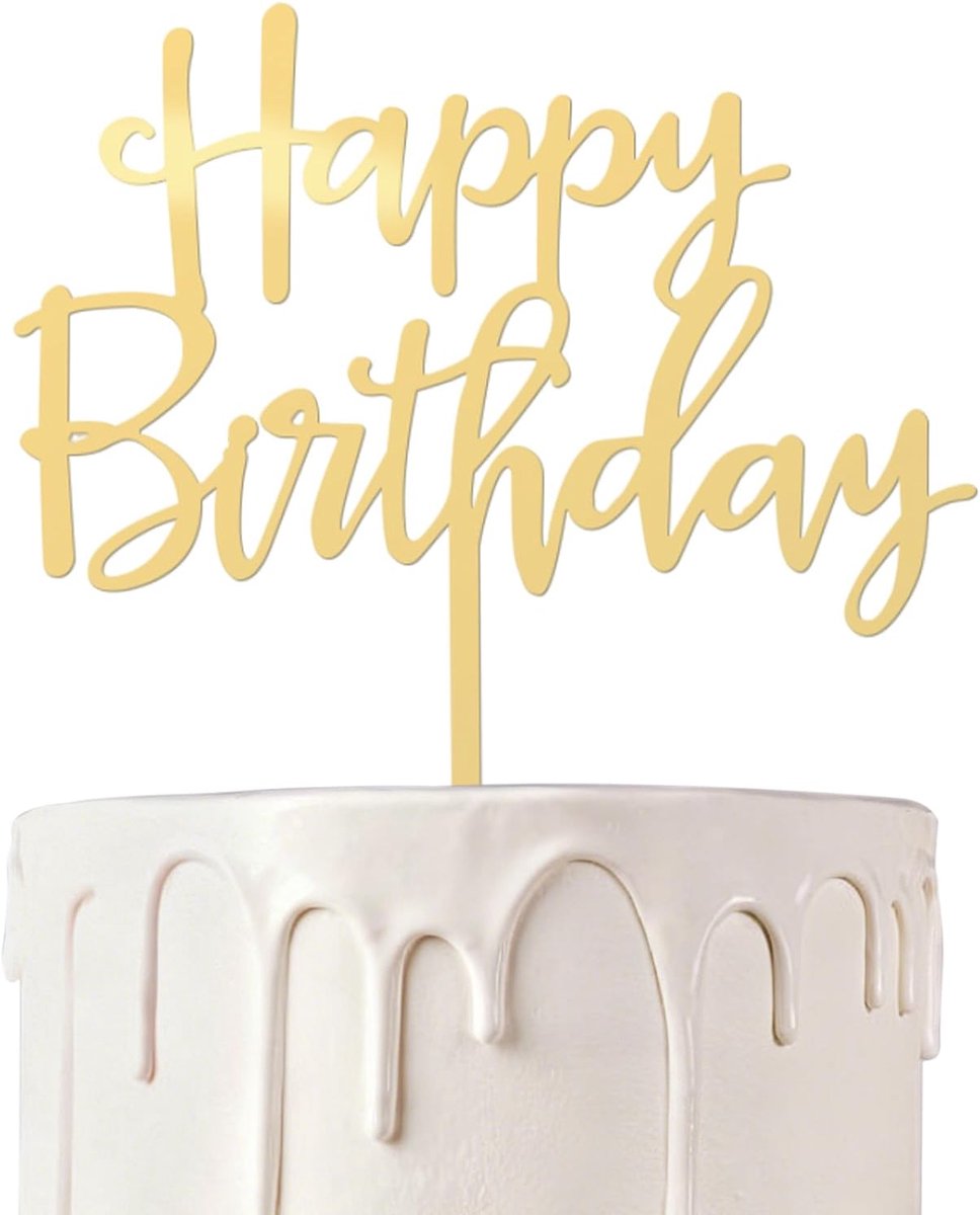 Topper Happy Birthday, Topper "Happy Birthday", taartdecoratie voor taarten, cupcakes, feesten, verjaardagen, feesten (goud)