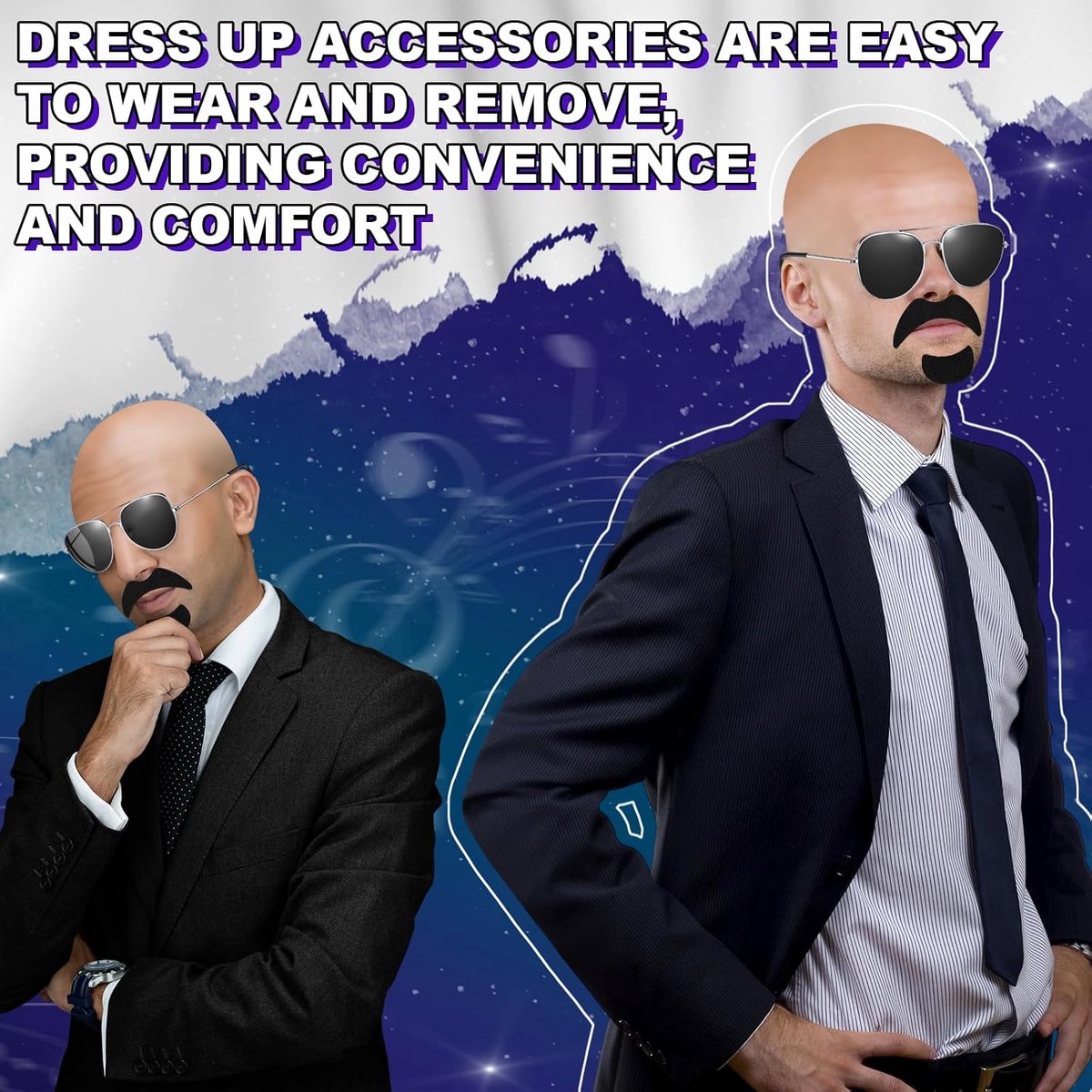 Kale Mutsen Met Bril en Snor Kale Pruikmuts Feestkostuumaccessoires Voor Dames en Heren, Halloween Cosplay(7 stuks,Rimpels)
