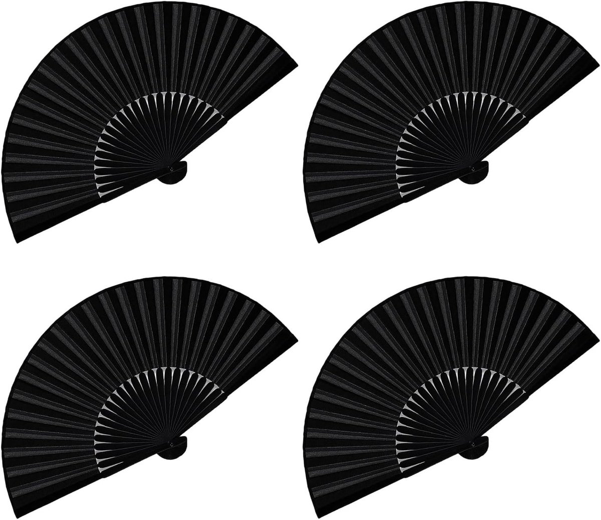 4 stuks opvouwbare waaiers voor dames, Chinese handwaaier van bamboe, hol, retro, voor zomer, geschenken, wanddecoratie, feest, dans, kunst (zwart)