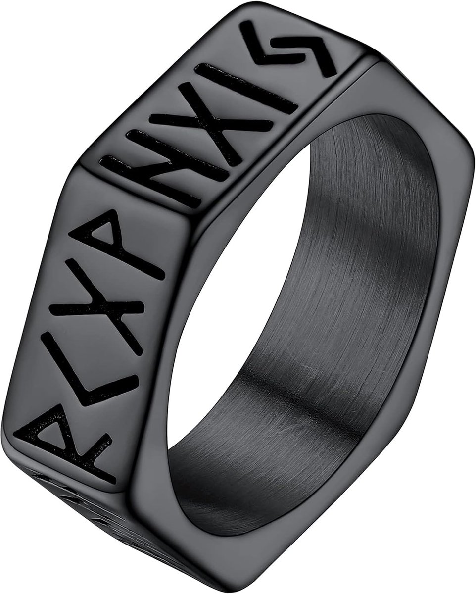 Gepersonaliseerde roestvrijstalen Vikingring voor heren, roterende Cubaanse ketting, anti-stress ring, maat 54-72