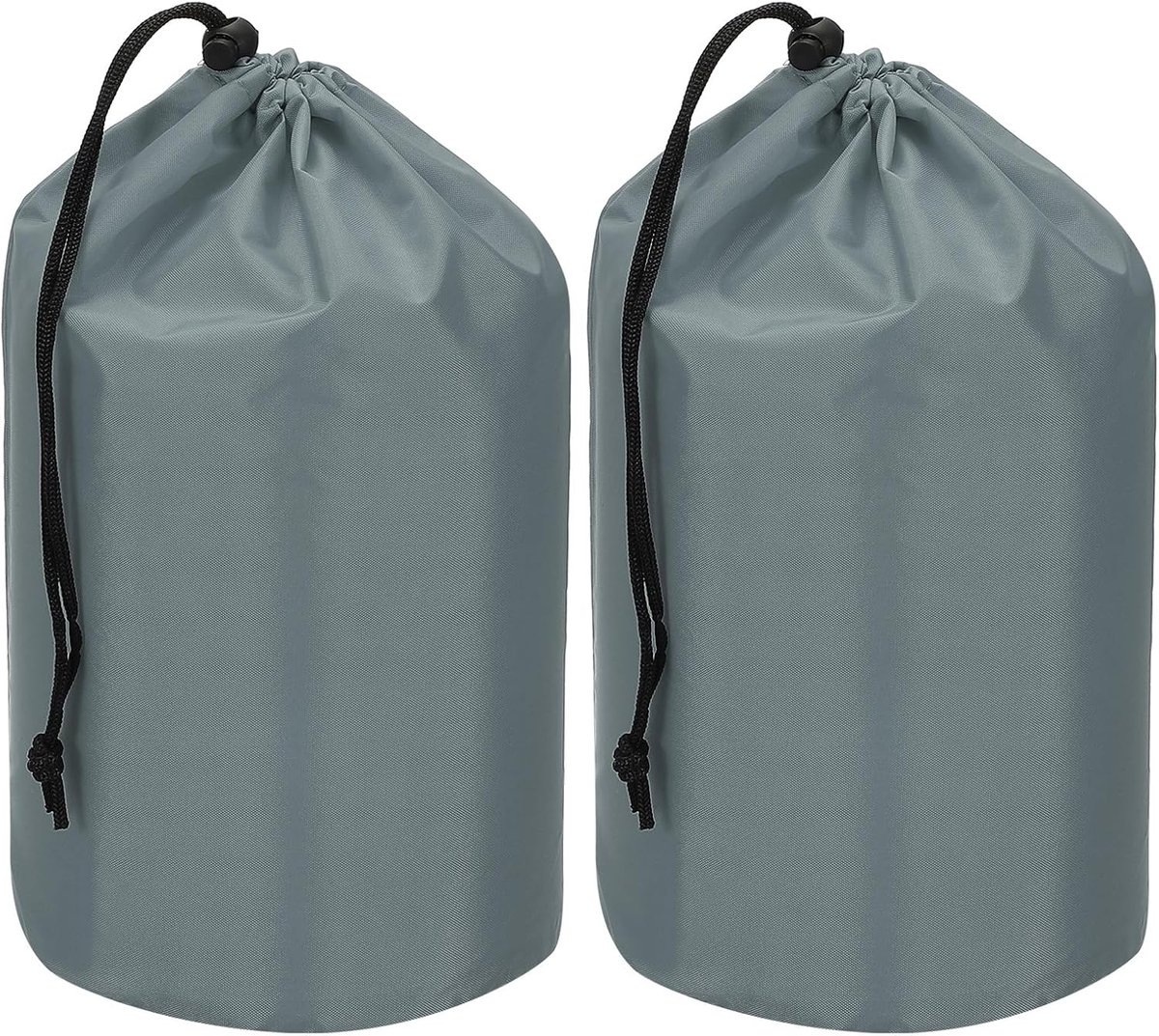 Stuff Sack, 2 stuks 15 x 25 cm waterdichte outdoor opbergzak draagbare trekkoord stofflap tas lichtgewicht slaapzak voor kamperen wandelen reizen, lichtgrijs