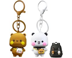 2 Pezzi Bubu Dudu, Portachiavi In Peluche Orso Polare E Bruno, Design Kawaii, Perfetti Per Borse, Zaini, Chiavi, Bambini, Ragazze