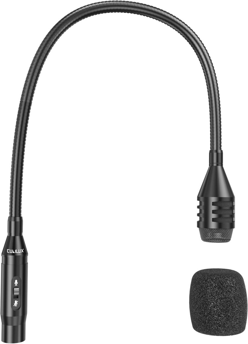 XLR zwanenhals-microfoon, 48,5 cm, dynamisch, cardioïde, 360° draaibaar, mute-knop, 3-pins XLR-stekker, voor conferenties en presentaties