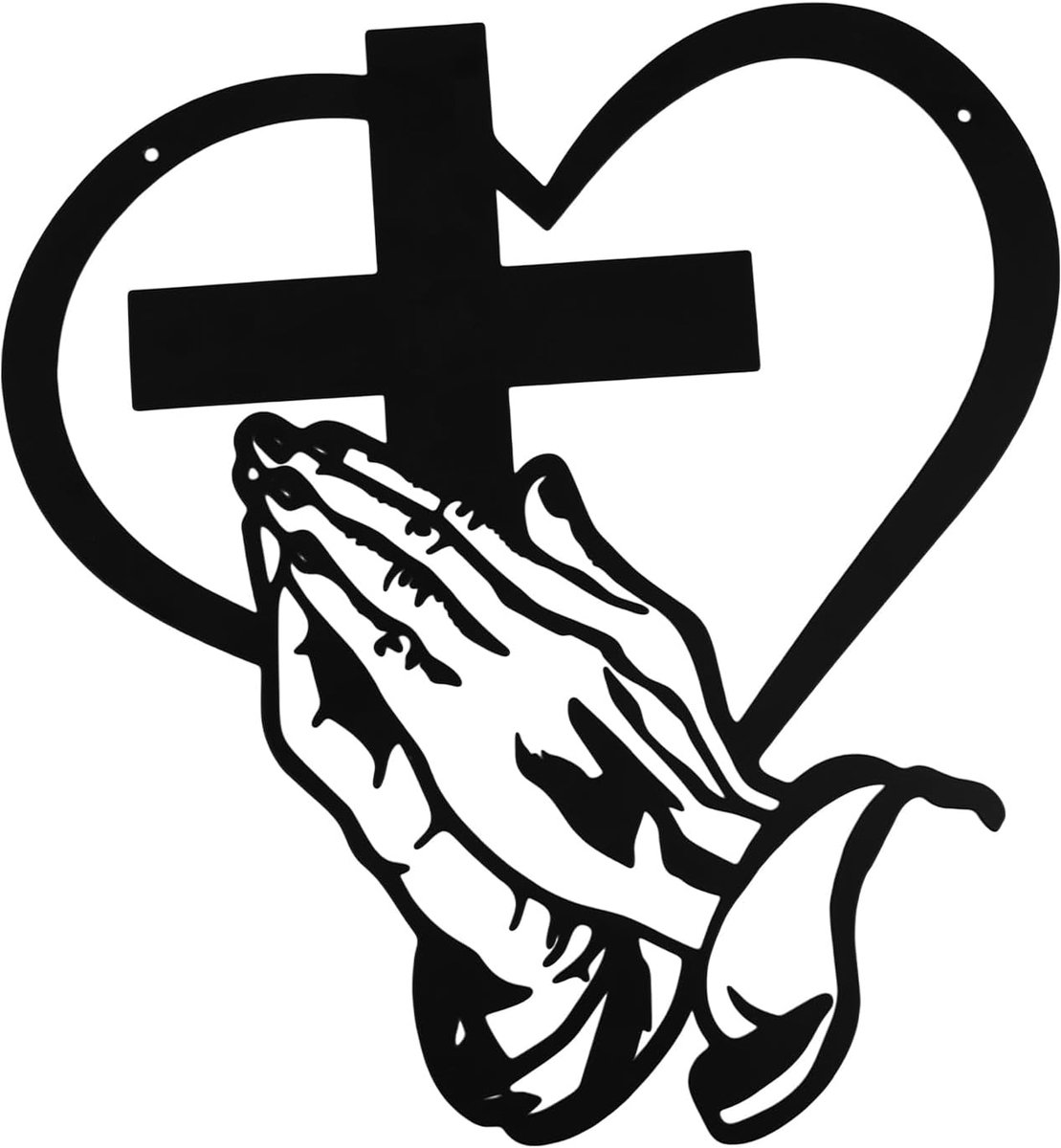 Elegante Handen met Een Hartvormig Kruis als Wanddecoratie, Ijzer Christelijke Kruiskunstplaquettes Inspirerend Religieus Geloofsdecoratie voor Gelovigen Katholieken en Christenen