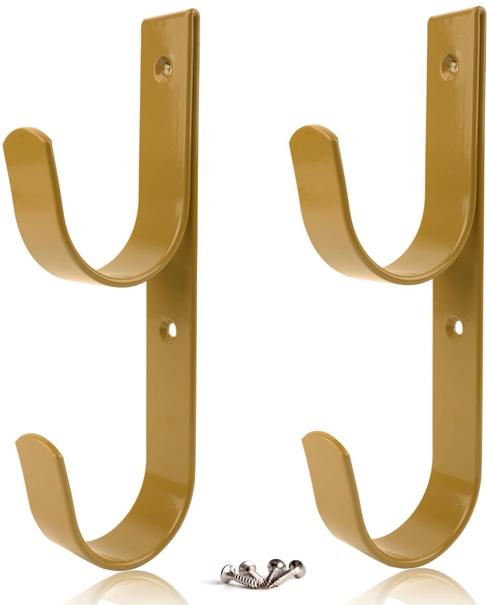 2 STKS Set Brede Pool Pole Hangers Zware Brons Kleur Aluminium Houder Haken met Schroeven Perfecte Haak Houders voor Telescopische Polen, Skimmers, Netborstels, Vacuümslang, Tuin Apparatuur Etc