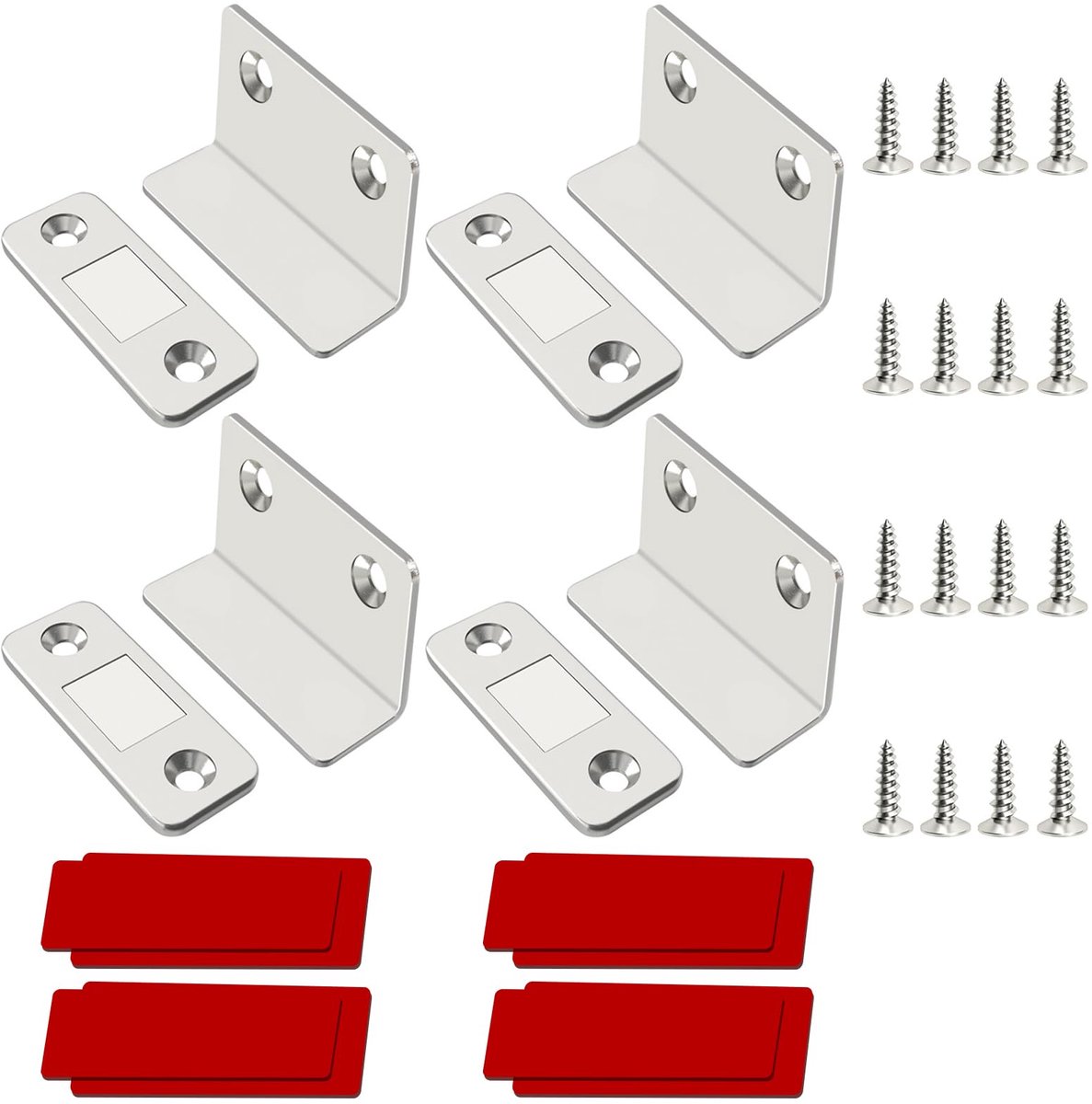 4 stuks dunne magneten, sterke magneten, magnetische deursluiter voor schuifdeuren van balkon, keuken, raam, laden, kast (4 x 2,5 cm (L)