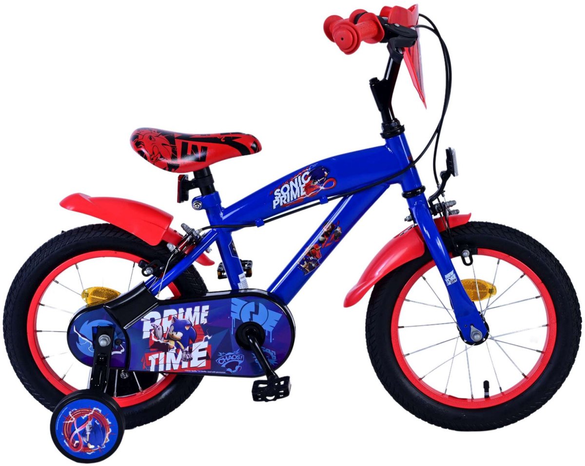 Turbo Crew Kinderfiets - Jongens - 14 inch - Blauw Rood - Twee handremmen