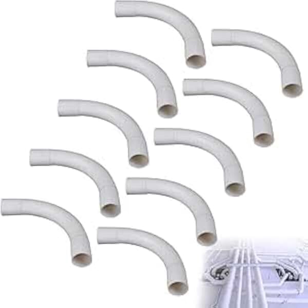 10 x PVC elektrische installatiebuis boog 16 mm - 6-voudige boog met , lege buis voor elektrische leiding, kabelbeschermbuis, installatiebuisset voor elektrische installatie, steekboog voor