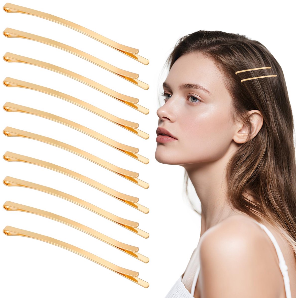 50 stuks haarspelden, goud, lange platte bobby pins, blond, metalen haarclips, groot, haarspeld, bobby pins, gouden jumbo haarklemmen, voor dikke knot, opgestoken kapsels, dames, meisjes, alle