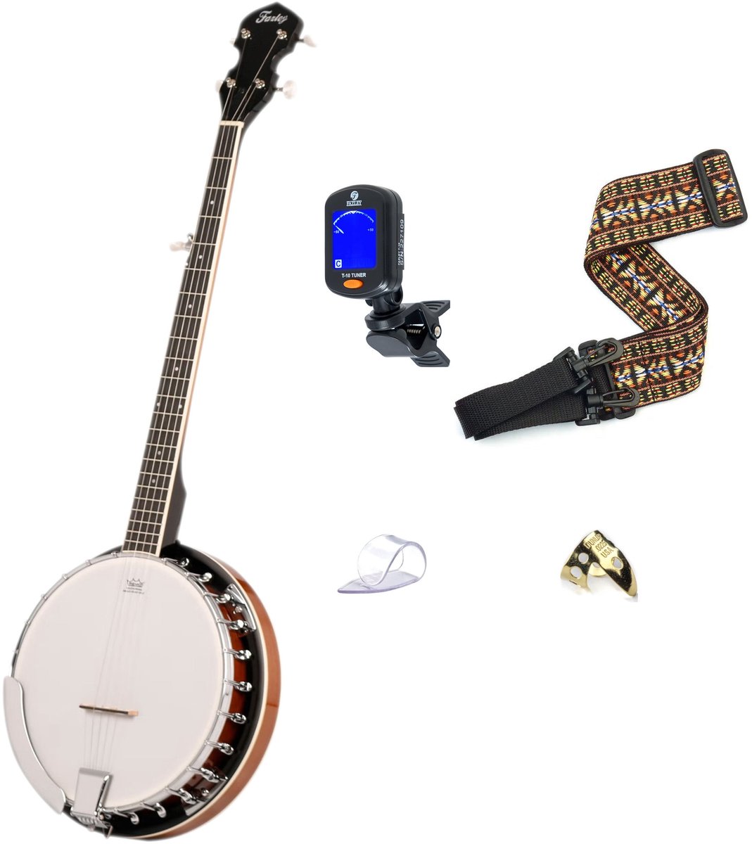 5-snarige Banjo starterset - Fazley BN-30 - Multikleur