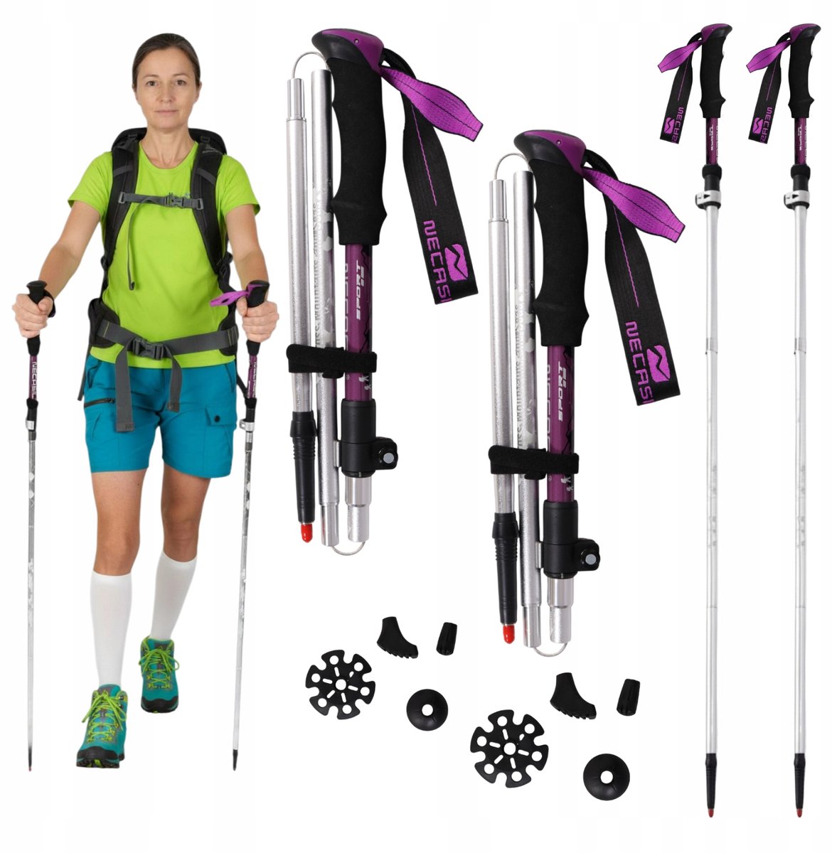 Lichtgewicht Nordic Walking Stokken - Opvouwbaar & Verstelbaar