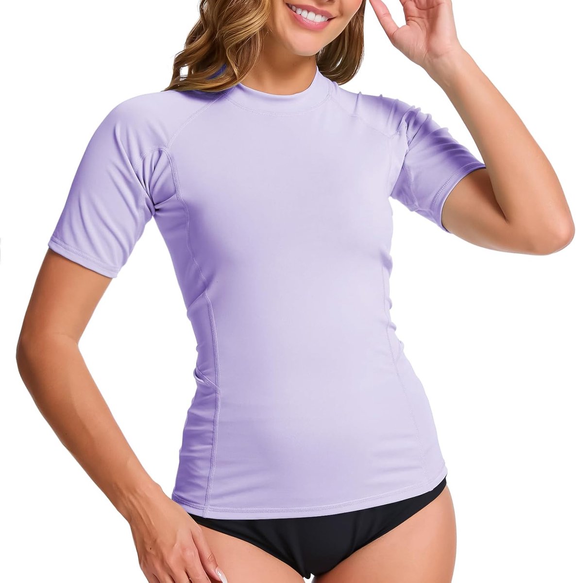 Surf Rash Guard zonnebescherming, badpak, uv-bescherming, UPF 50+, korte mouwen, badtop, sneldrogend, zwemshirt voor watersport