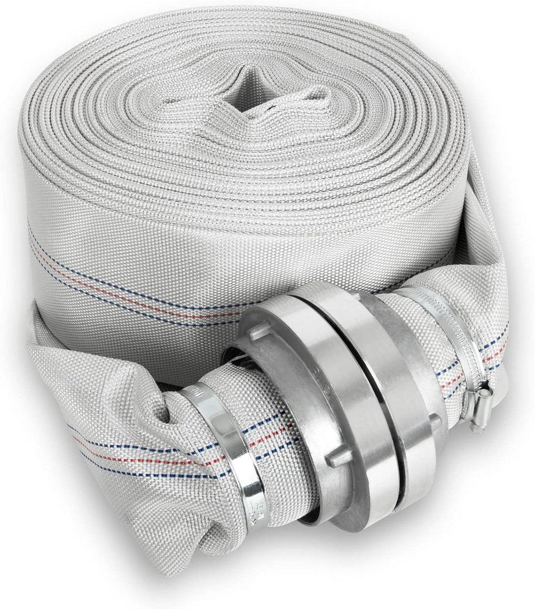 Platte slang - Waterslang - Water verpompen - Met Storz koppeling - 30 meter 75mm - Wit