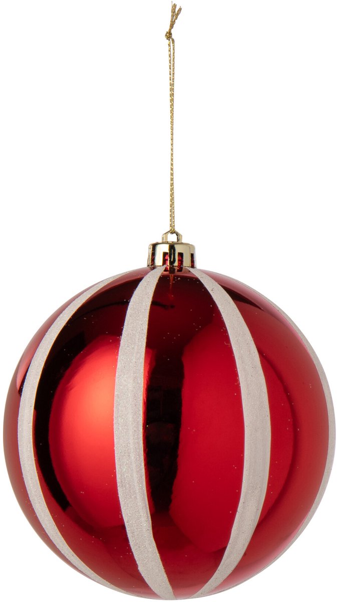 J-Line Kerstbal - polystyreen - wit/kerstrood - small - set van 16