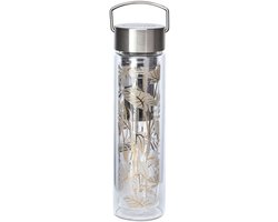 Drinkfles met Zeef - Theefles Glas - Aromatisch Genieten - Dubbelwandig Glas - 400 ml - Tropic Summer