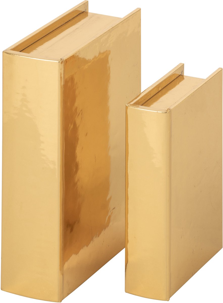 J-Line Glanzende dozen - MDF - goud - set van 2