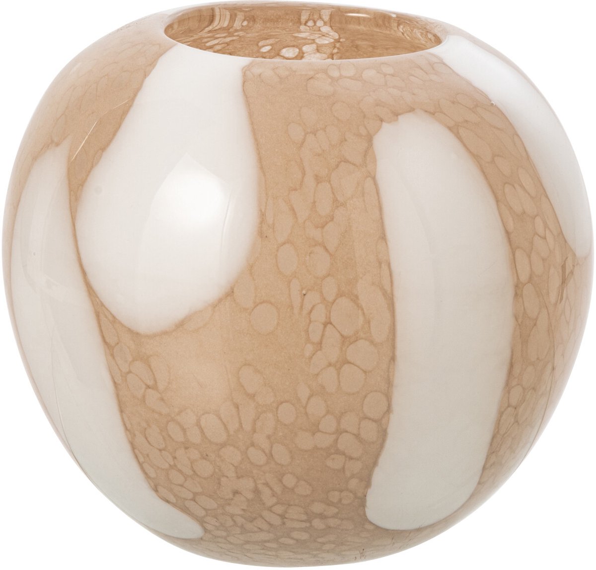 J-Line Vaas met stippen - glas - lichtbeige/wit - small