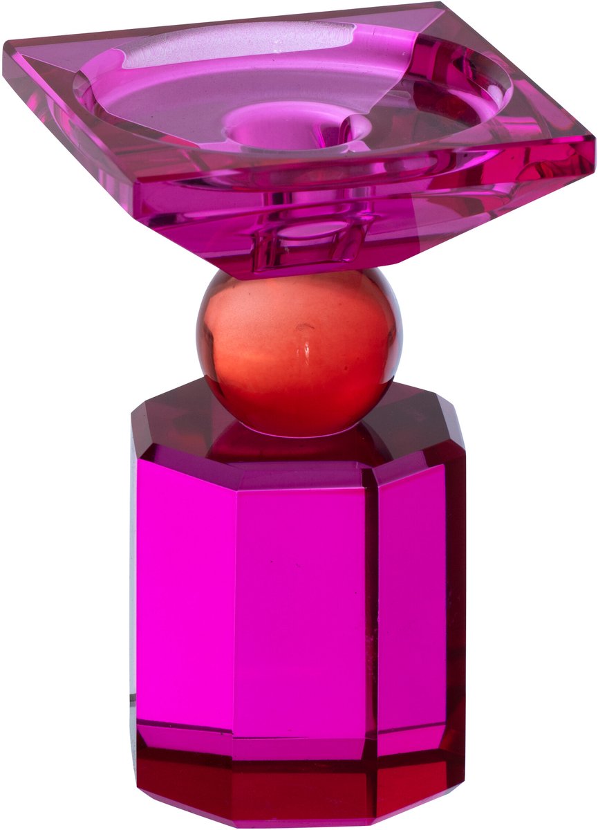 J-Line kandelaar - glas - kerstrood/fuchsia