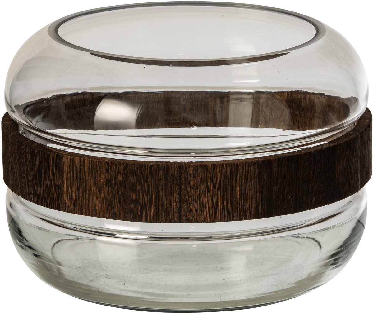 J-Line Cirkelvaas - glas - donkerbruin/transparant