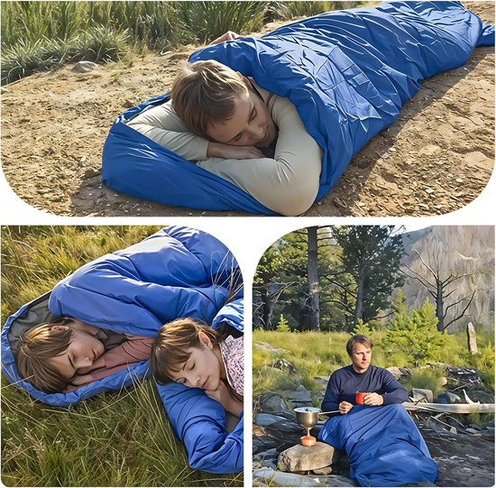 Zomerslaapzak - Mummieslaapzak - Kamperen en outdoor - Lichtgewicht en compact - 210 x 75 cm - Blauw — afbeelding 2